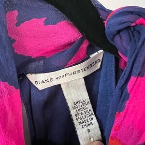 DVF high neck, open back blouse